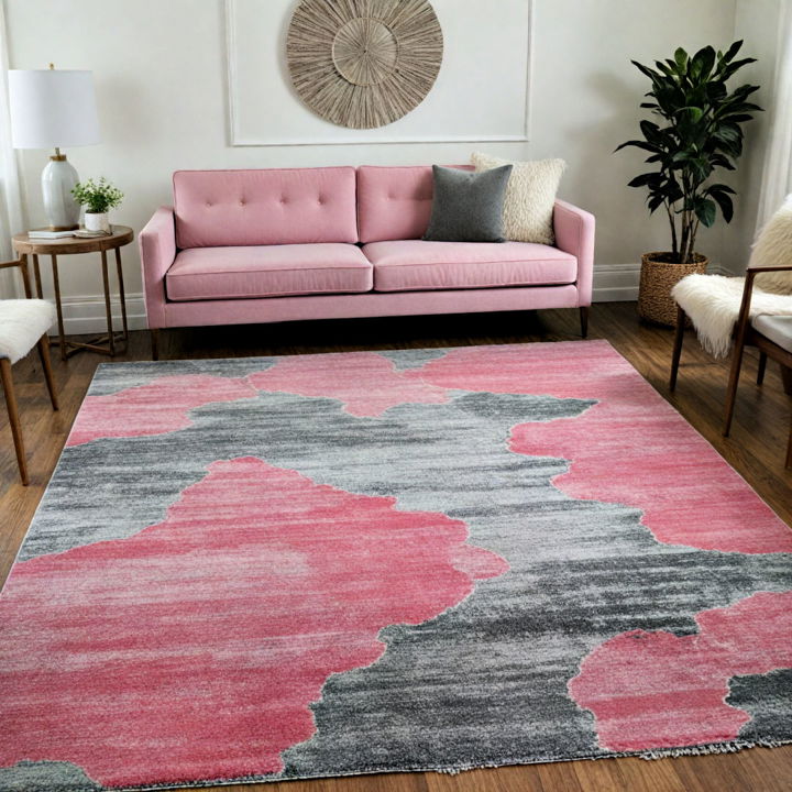 cozy and stylish pink and grey area rug