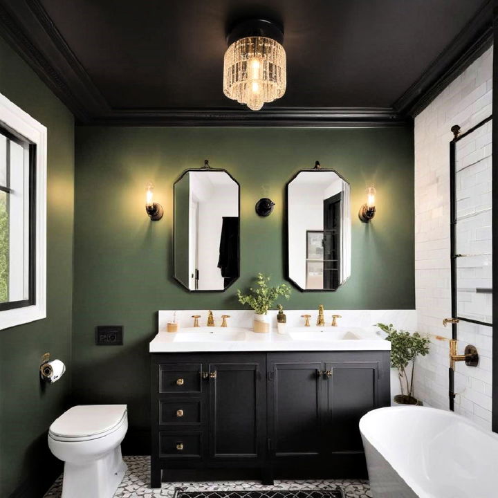 cozy black ceiling with green accents