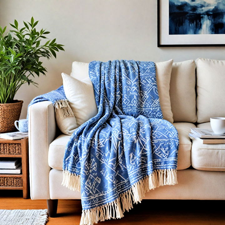 cozy blue and white throw blankets