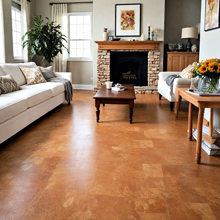 cozy cork flooring living room