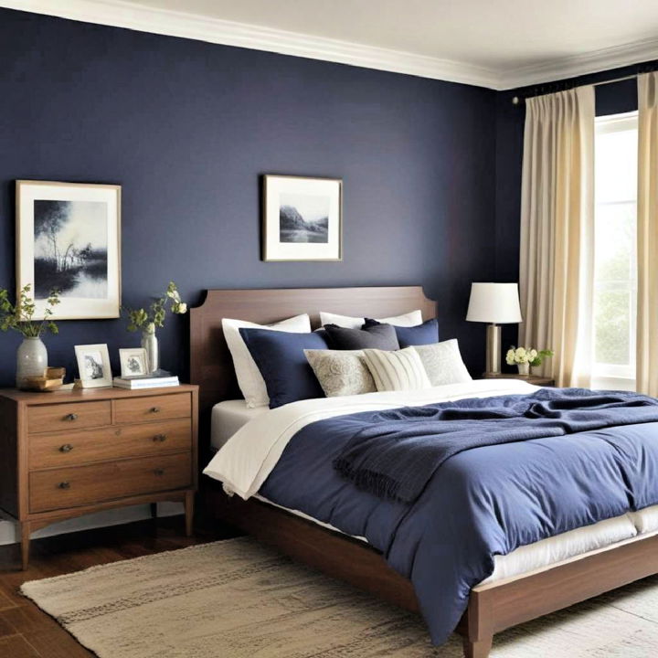 cozy deep blue walls