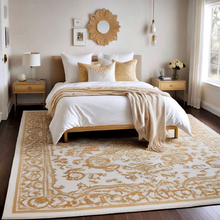 cozy gold and white rug