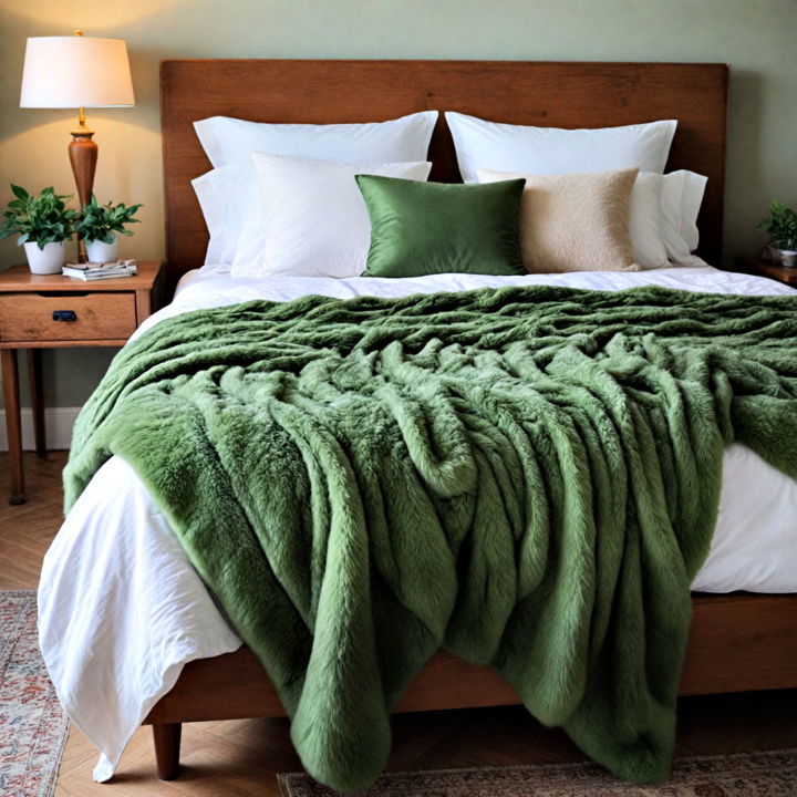 cozy green throw for bedroom