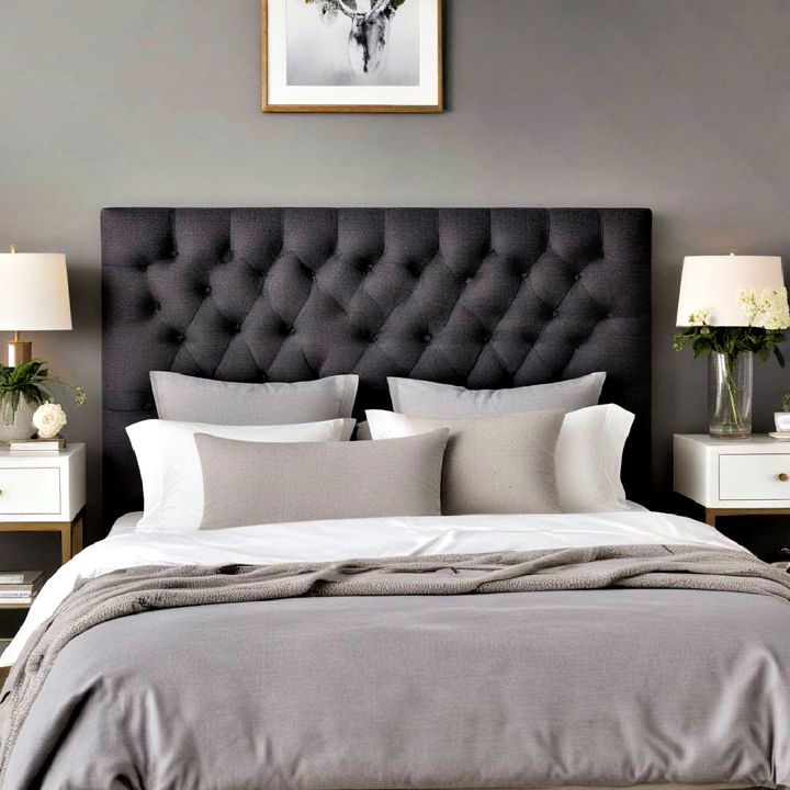 cozy grey upholstered headboard