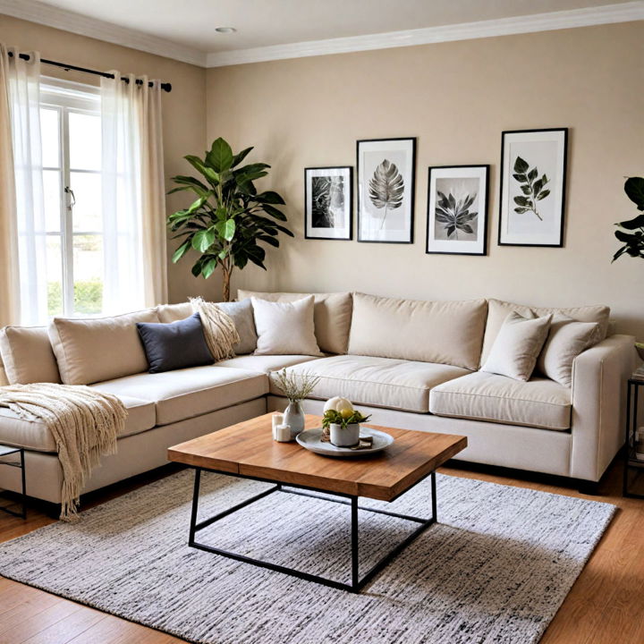 cozy neutral tone sectional sofa