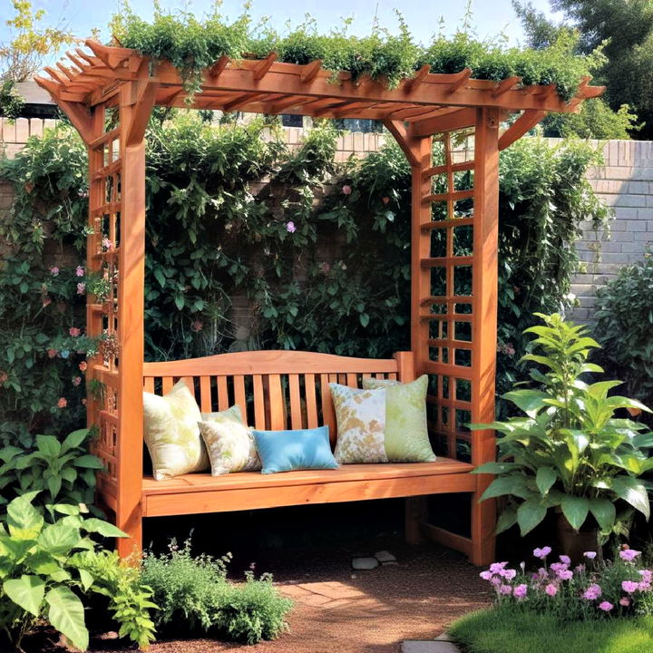 cozy pergola bench for garden