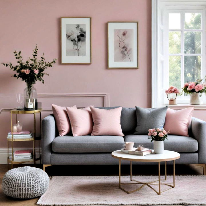 cozy pink and grey cushions