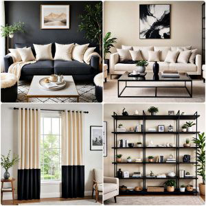 cream and black living room ideas