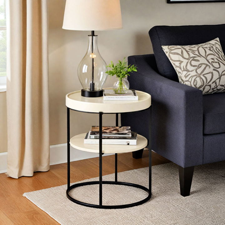 cream and black side table for living room