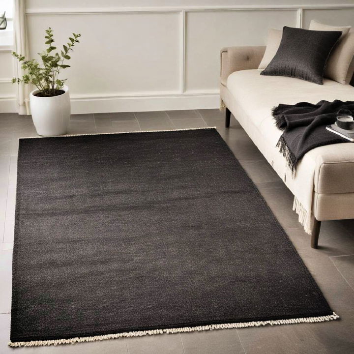 cream lined black rug for living room