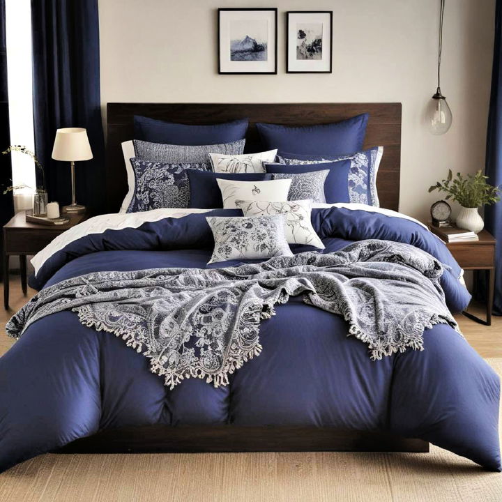 dark blue bedding set