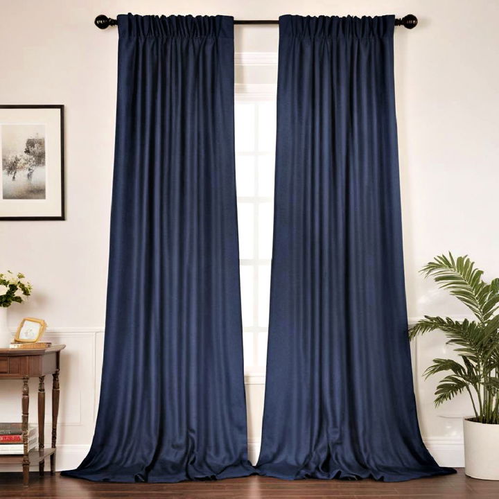 dark blue curtains to add elegance