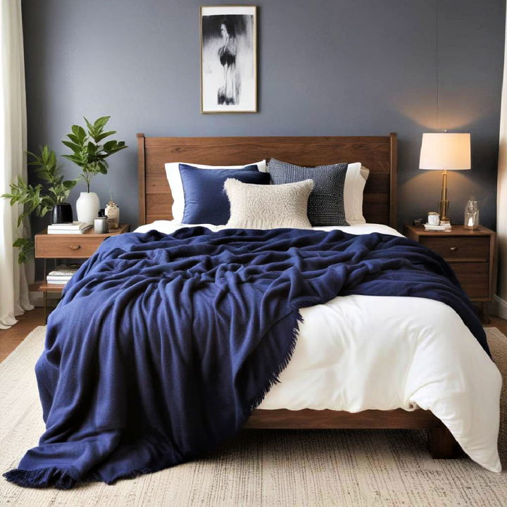 dark blue throw blanket