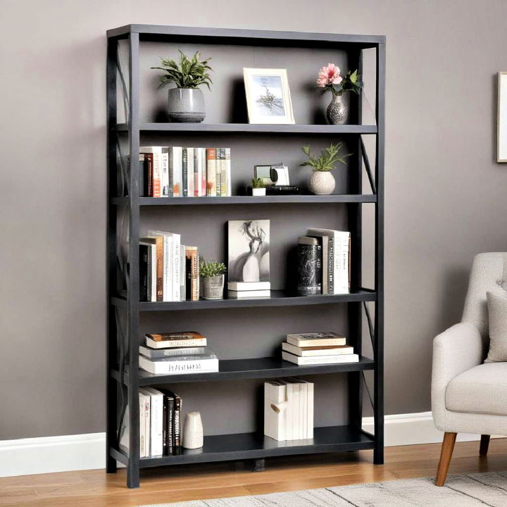dark grey bookshelf for bedroom decor