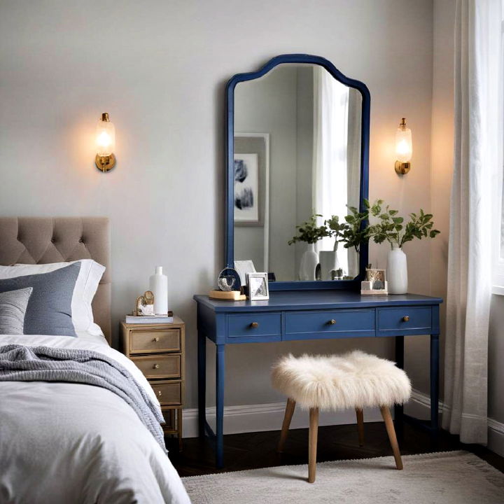 decorative blue framed mirror