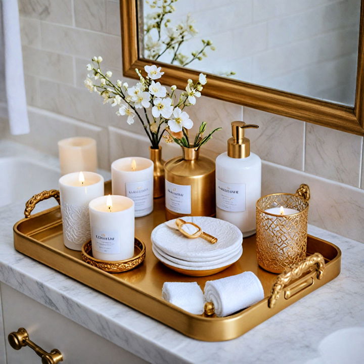 decorative gold tray for bathroom