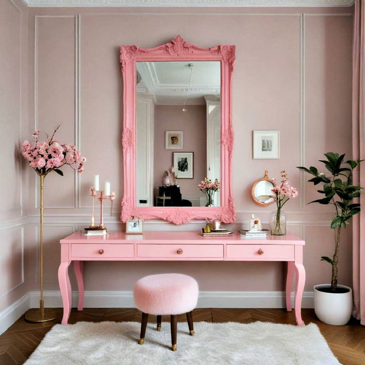 decorative pink mirror frame