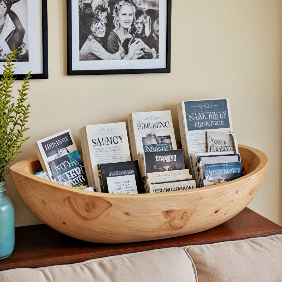 dough bowl as book storage solution