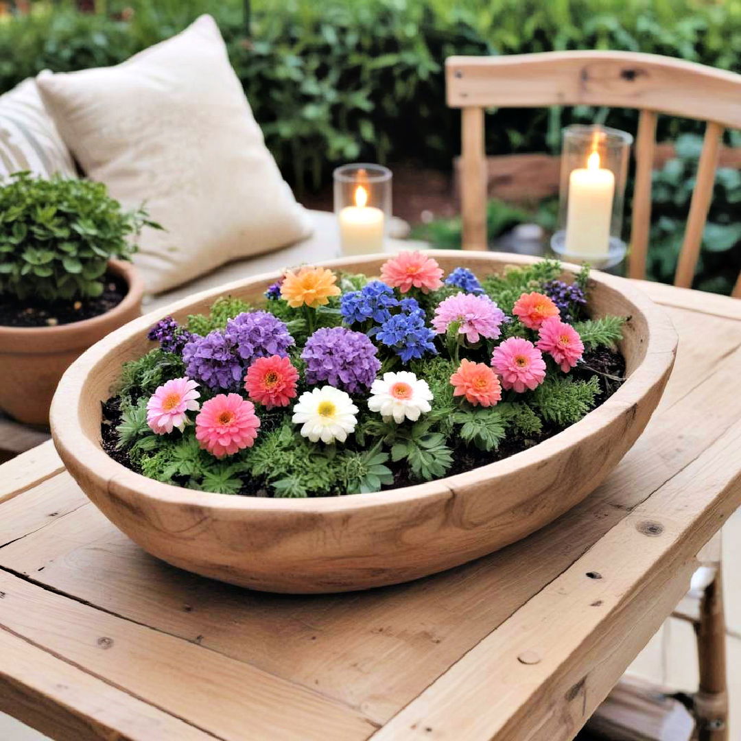 dough bowl outdoor table decor