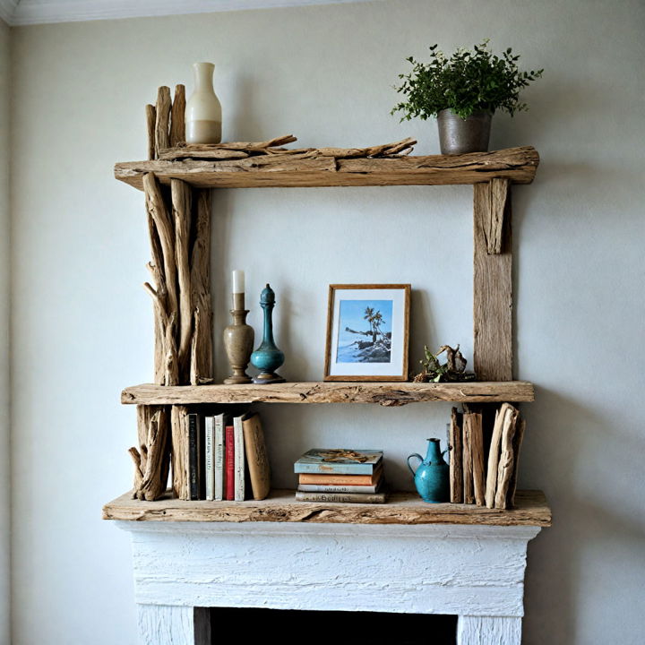 driftwood shelf for fireplace