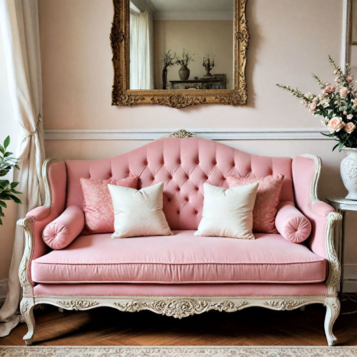 dusty rose vintage settee