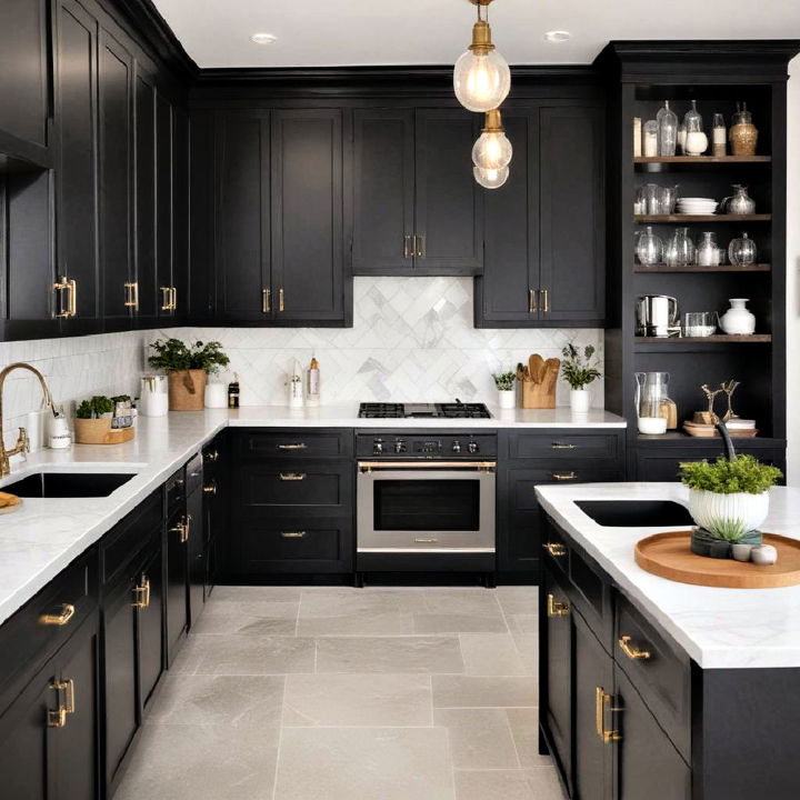 easy maintenance black kitchen cabinets