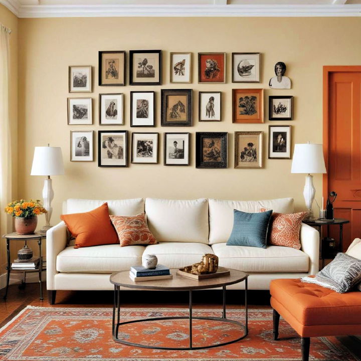 eclectic mix cream couch living room idea