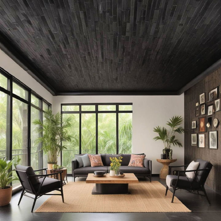 eco friendly black bamboo ceiling