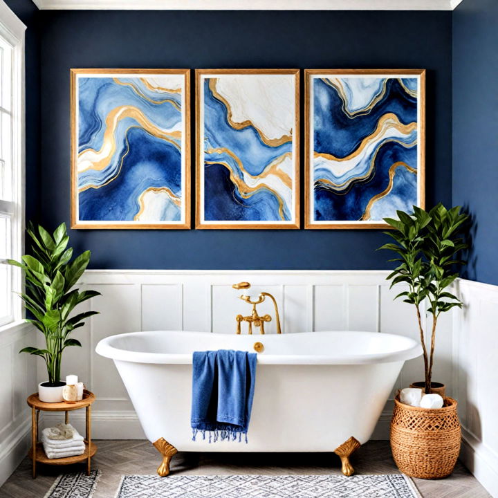 elegance blue and gold wall art