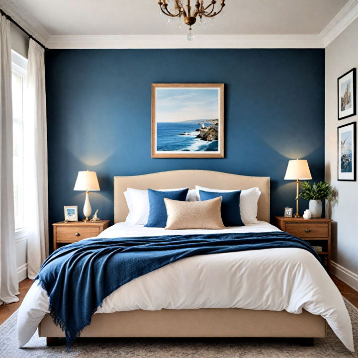 elegance ocean inspired blue accent wall