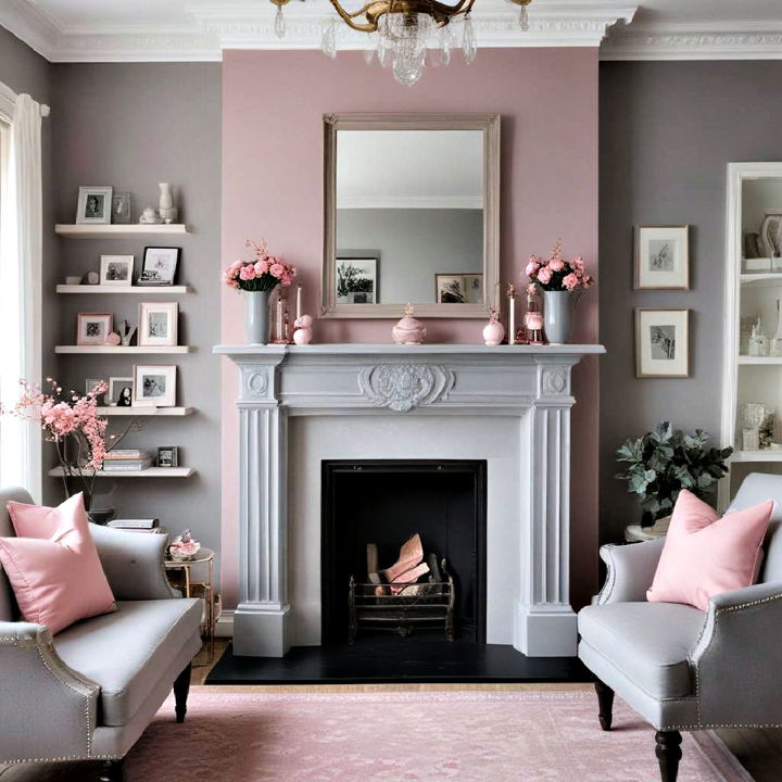 elegance pink and grey fireplaces