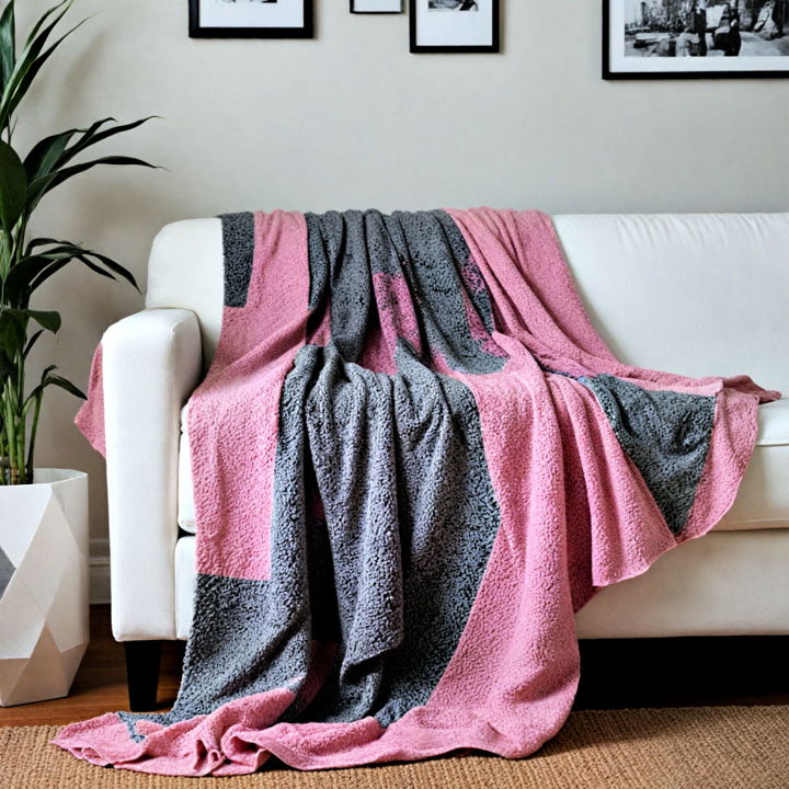 elegance pink and grey throw blankets