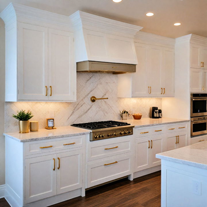 elegance shaker cabinets with gold hardware