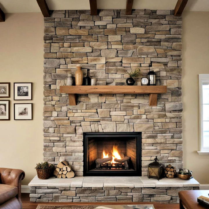 elegance stone veneer fireplace