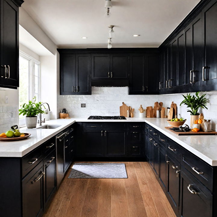 elegant and understated black cabinets