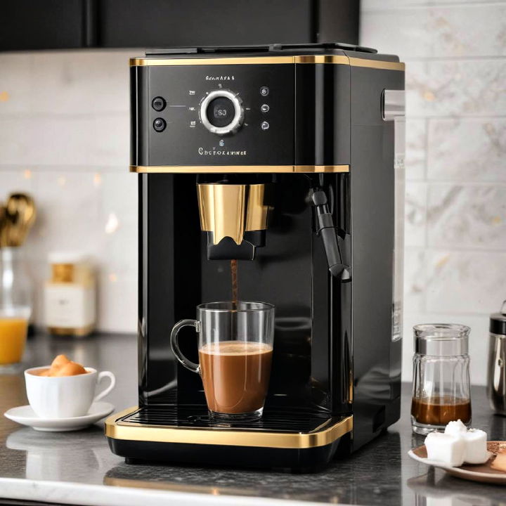 elegant black and gold coffee maker