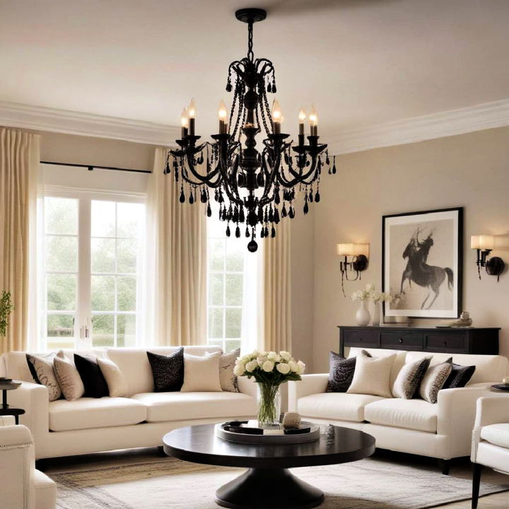 elegant black chandelier with cream details