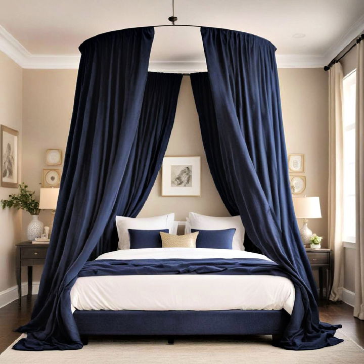 elegant blue bed canopy