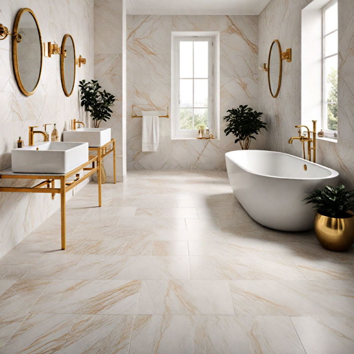 elegant porcelain tiles with gold accents