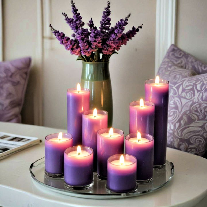 elegant purple candles centerpiece