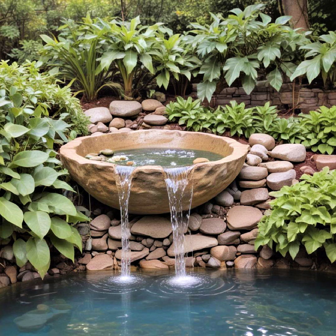 elegant stone bowl waterfall