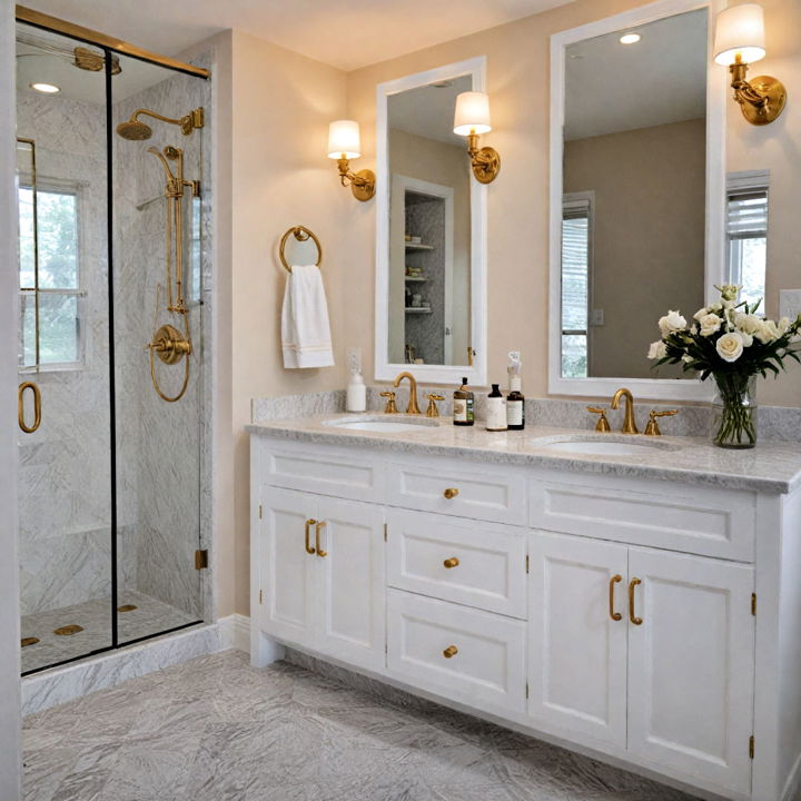 elegant white cabinets for bathroom