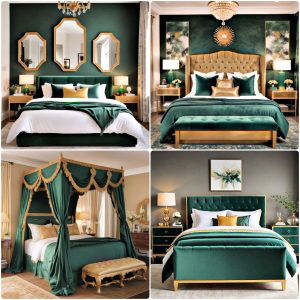 emerald green and gold bedroom ideas