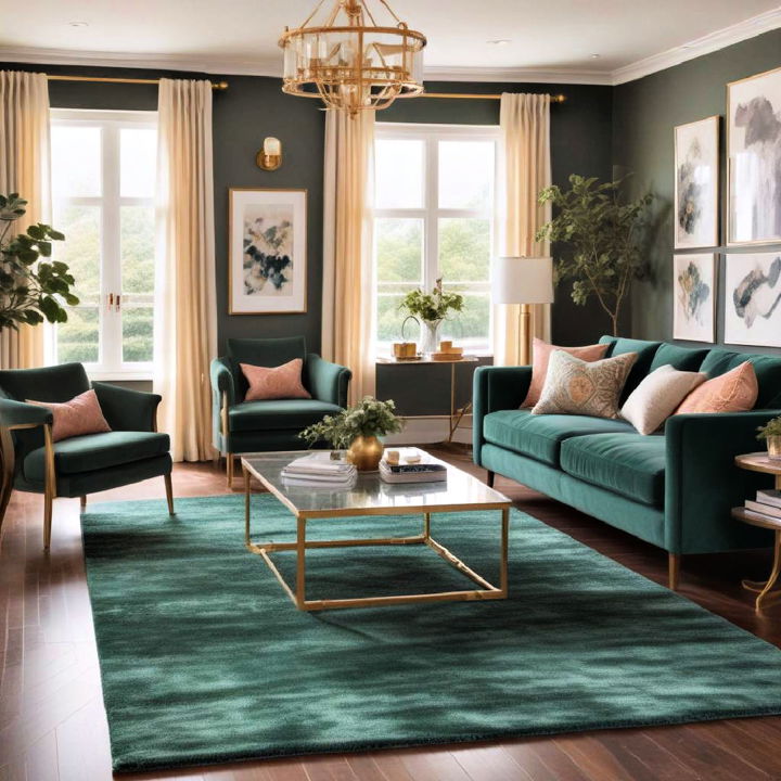 emerald green area rug for living room