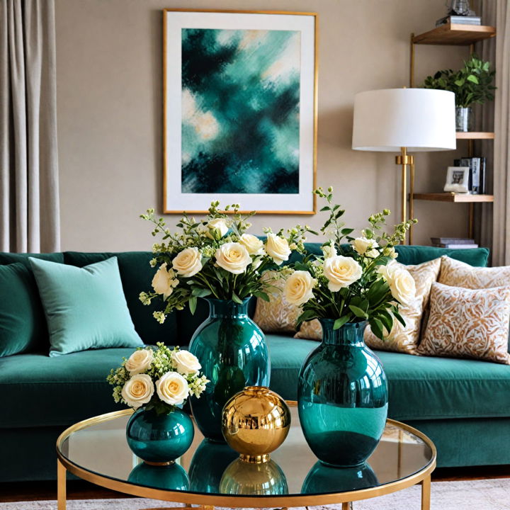 emerald green decorative vases for living room