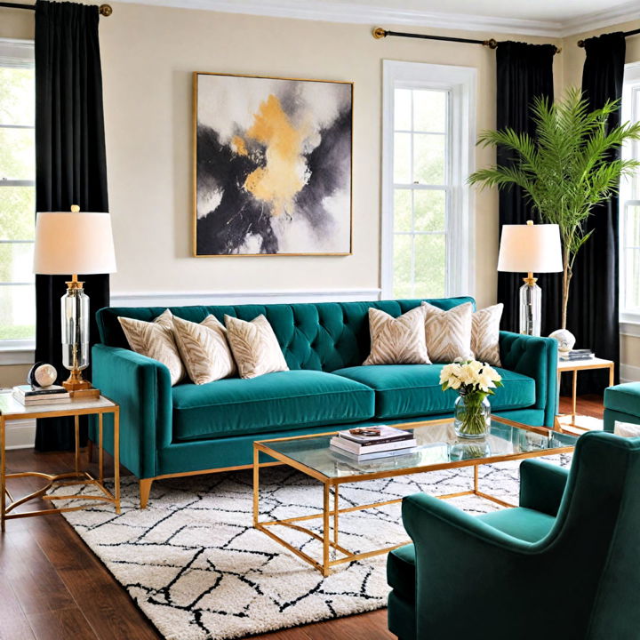 emerald green tuxedo living room sofa