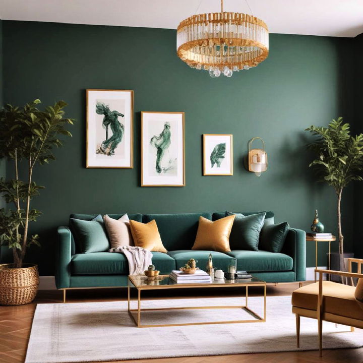 emerald green wall paint for living room