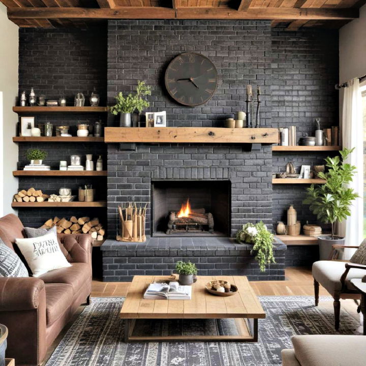 farmhouse twist lack brick fireplace