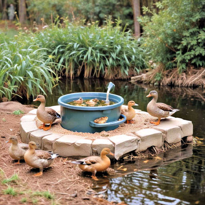 feeding station for duck pond