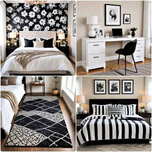 feminine black and white bedroom ideas